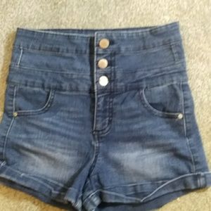 High waisted jean shorts